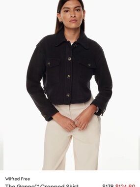 Wilfred Ganna Black Cropped Button-Front Shirt Jacket